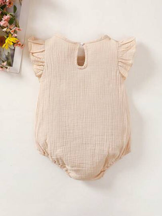 MommBaby بوديسوت مخططة تطريز زهور اللافتة بأكمام متطايرة لطفلة حديثة الولادة لفصل الصيف