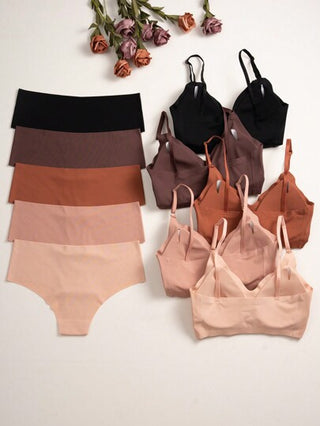 Shein Underwear&Sleepwear Basics طقم صدرية آمنة وممتعة بوسادات قابلة للإزالة 10قطع, صيفي