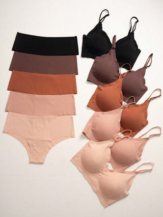 Shein Underwear&Sleepwear Basics طقم صدرية آمنة وممتعة بوسادات قابلة للإزالة 10قطع, صيفي
