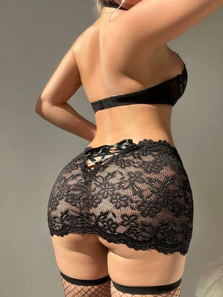 Classic Sexy مجموعة مكونة من 5 قطع شيك للملابس الداخلية الرومانسية بالدانتيل مع سلك داعم، مثيرة
