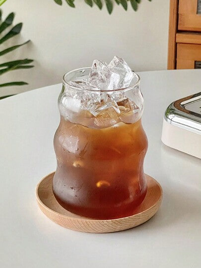 كوب قهوة زجاجي سعة 550مل (بدون قش)، كوب زجاجي شكلة متموج إبداعي، كوب قهوة جمالي، كوب عصير صيفي، كأس مشروبات باردة شفافة، إناء شراب فريد بتصميم بسيط، مثالي لتناول القهوة المثلجة وشاي الحليب والمياه، لاستخدام المنزل والمكتب، هدية رائعة لعيد الأم هدية...