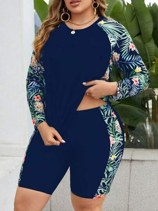 Swim Lushoire مجموعة بيكيني بطبعة عشوائية للمقاسات الكبيرة بلا أكمام.