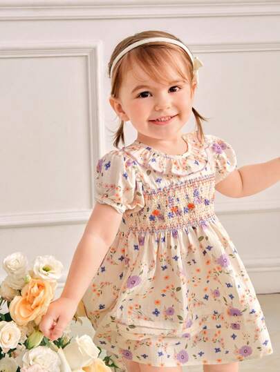 فساتين بيبي Souflis Souflis فستان زهري جميل على طراز كوري للرضع الإناث