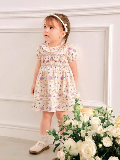 فساتين بيبي Souflis Souflis فستان زهري جميل على طراز كوري للرضع الإناث
