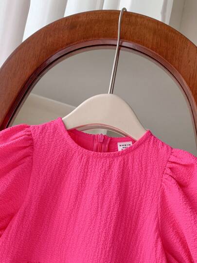 فساتين بيبي فستان بناتي صيفي بسيط وجميل فضفاض مع أكمام قصيرة مفصلة من قماش ناعم