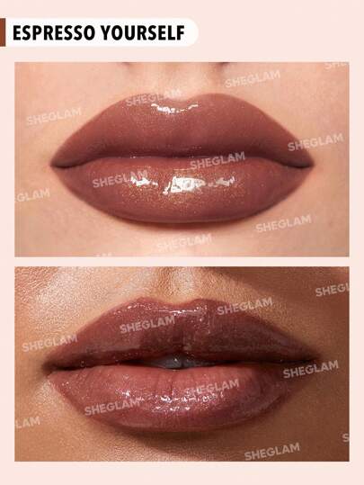 SHEGLAM ملمع شفاه Power Bouquet-ملمع شفاه مرطب ملون لامع من Espresso Yourself، زيت شفاه غير لاصق ومرطب، مستخلص الكاميليا للعناية بالشفاه، ، عيد الميلاد، الشتاء، ملمع شفاه بني عيد الأب التخرج عيد الميلاد العطلة الربيع الصيف Y2K فاخر أزياء مكياج...