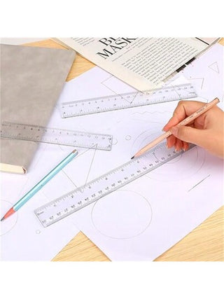 أدوات مكتبية ومدرسية مجموعة من 3 قطع مسطرة شفافة لقياس البوصة والسنتيمتر أداة قياس لوازم مدرسية (30/12) بوصة (20/8) بوصة (15/6) بوصة