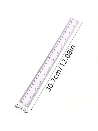 أدوات مكتبية ومدرسية مجموعة من 3 قطع مسطرة شفافة لقياس البوصة والسنتيمتر أداة قياس لوازم مدرسية (30/12) بوصة (20/8) بوصة (15/6) بوصة