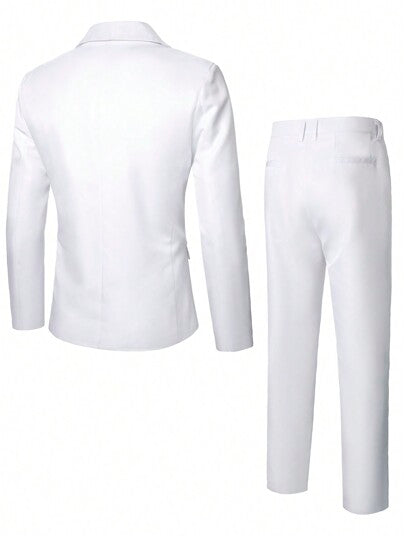 SHEIN Manfinity Mode بدلة رجالية بأكمام طويلة و موحد اللون للأعمال