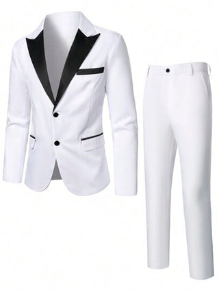 SHEIN Manfinity Mode بدلة رجالية بأكمام طويلة و موحد اللون للأعمال