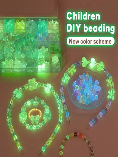 طقم صنع المجوهرات اليدوية للأطفال، قلادة سوار أقراط خواتم، مجموعة اكسسوارات جميلة للأطفال وهدية عيد
