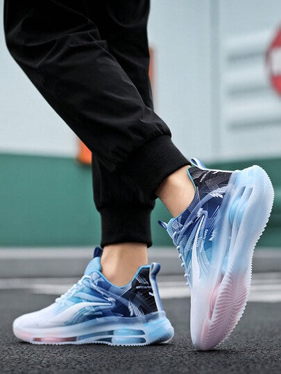 حذاء كرة السلة الرجالي العصري ، حذاء رياضي مريح قابل للانزلاق ومُصمم للتنفس بتقنية الامتصاص بوجود وسادة هوائية، حذاء رياضي للرجال الهوائي المريح والعصري للخارج