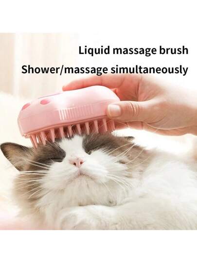 فرشاة حيوانات أليفة 3 في 1 - فرشاة بخارية للقطط والكلاب - مشط كهربائي ورذاذ بخاخ لتدليك وتنظيف وازالة الشعر