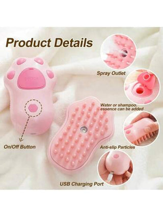 فرشاة حيوانات أليفة 3 في 1 - فرشاة بخارية للقطط والكلاب - مشط كهربائي ورذاذ بخاخ لتدليك وتنظيف وازالة الشعر