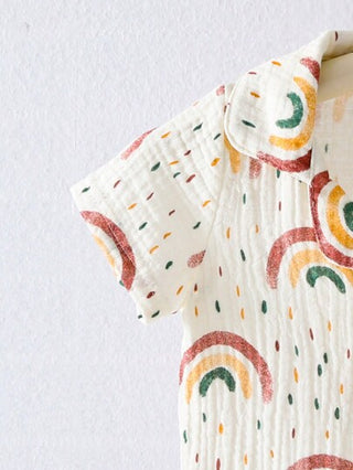 SHEIN مجموعة من قطعتين للأولاد الرضع، كارديغان قصير الأكمام باللون الأصفر البسيط وشورتات كاجوال