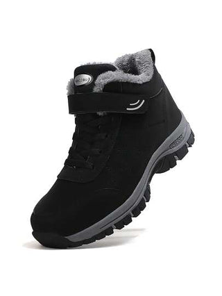 بوت ثلج شتوية جديدة للرجال من جلد مبطن ومقاوم للماء ومناسبة للتسلق والصيد ، بوت هايكنغ خارجية دافئة وعملية للجنسين، مع ربطات بوت من الخارج. مثالية مع سترات الريش أو السراويل الجيبية ، دافئة ومريحة وذات قاعدة مضادة للانزلاق