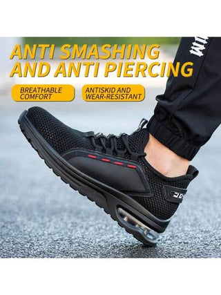 UMBURLLY أحذية أمان للرجال بنعل حماية من الصدمات وثقب القدم مع وسادة هوائية، مصنوعة من شبكة تنفس مناسبة للصيف