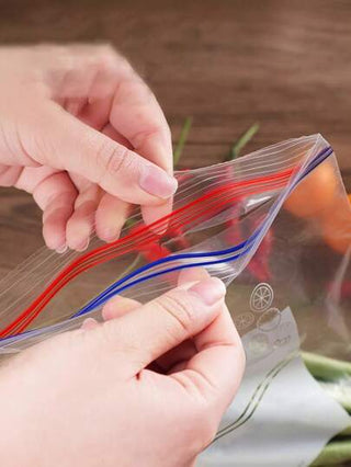 حقيبة تخزين وحفظ الطعام القابلة لإعادة الاستخدام لتخزين الخضروات والفواكه والحبوب ذات أحجام متعددة، أكياس مفرغة بالبرد للثلاجة (النمط العشوائي المرسل)، للخارج والتخييم