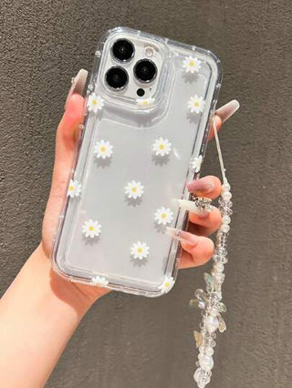 غطاء هاتف بتصميم زهري متوافق مع هواتف آبل 14 برو ماكس، به فراشة بيضاء بشكل قلب وسلسلة معلقة، غطاء واقي أنيق وفاخر متوافق مع 13، 12، 12 برو، 11، 15، 15 برو ماكس، 16، 16 برو ماكس