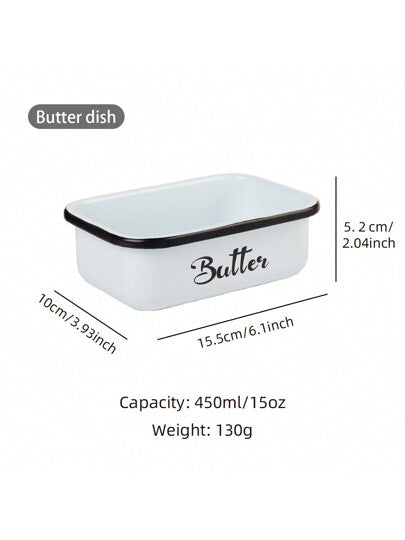 طبق الزبد الحديدي البسيط مع غطاء من البامبو والسكين، وعاء الجبن، المطبخ، هدايا عيد الميلاد