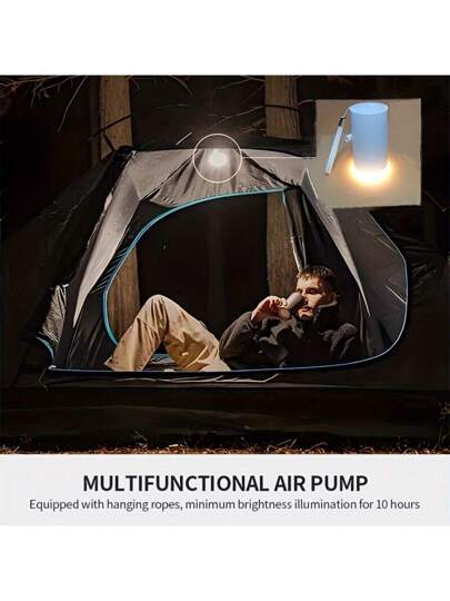 مضخة لاسلكية محمولة للنفخ، وسادة نوم، وحلقة سباحة، شفط الهواء من الأكياس , إضاءة متعددة الأغراض للتخييم بسطوع فائق والبطارية تدوم 11 ساعة