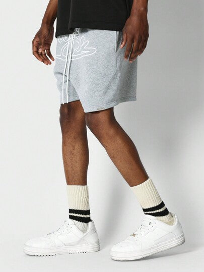 SUMWON شورت قصير تنازلي متساقط مع طباعة الرسوم الجدارية