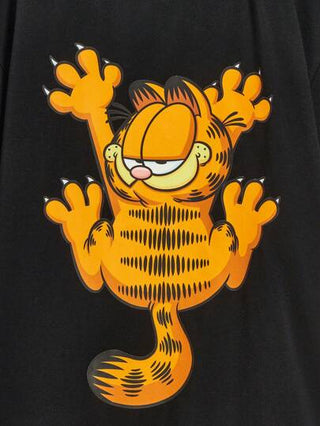 فستان أطفال GARFIELD X زي الصيف المريح لفتى العمر الوسطى ذو القميص المطبوع بنمط الكرتون والبنطلون القصير ذو القصة الواسعة