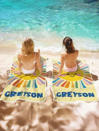 منشفة شاطئ مخصصة بطباعة وشمس ، ماصة للعرق وسريعة التجفيف ، مثالية للشاطئ والسفر والسباحة والرياضة والتخييم ، اكسسوارات شاطئ مناسبة للرجال والنساء ، هدية عيد ميلاد أو ذكرى أو عيد الأم أو الأب أو الأصدقاء