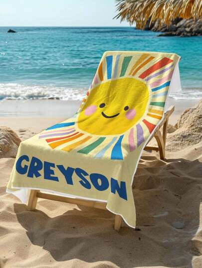 منشفة شاطئ مخصصة بطباعة وشمس ، ماصة للعرق وسريعة التجفيف ، مثالية للشاطئ والسفر والسباحة والرياضة والتخييم ، اكسسوارات شاطئ مناسبة للرجال والنساء ، هدية عيد ميلاد أو ذكرى أو عيد الأم أو الأب أو الأصدقاء