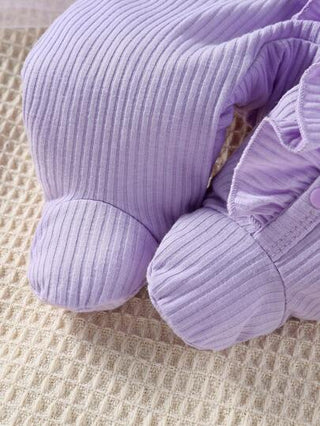 SHEIN بيجاما رومبير قدم جديلة اللون الصلب لطفلة