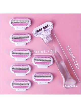 مجموعة 1 مقبض + 8 شفرات لأداة إزالة الشعر اليدوية للنساء، شفرات حلاقة من الفولاذ المقاوم للصدأ متعددة الطبقات قابلة للاستبدال، ماكينة حلاقة آمنة، إزالة الشعر من الوجه والجسم، مستلزمات حلاقة، قص الشعر، حقيبة، منظم، تخزين، إكسسوارات الشعر