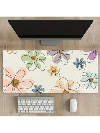 وسادة فأرة ألعاب كبيرة ذات نمط زهور جميلة لاستخدام مكتبي والرياضات الإلكترونية مصنوعة من المطاط الطبيعي مانعة للانزلاق بأبعاد 35.4x15.7 بوصة مناسبة للمنزل والمكتب والألعاب الإلكترونية كهدية