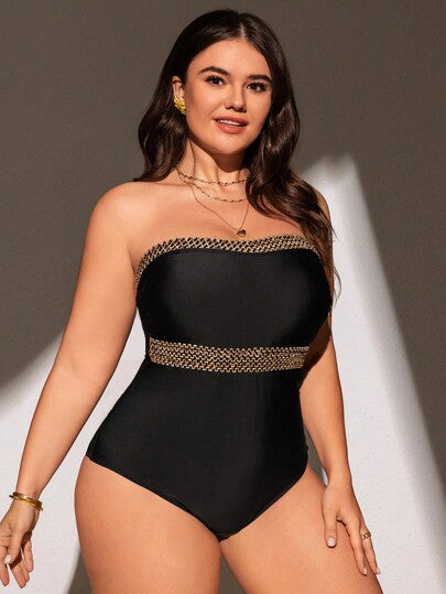 Swim Lushoire بدلة سباحة قطعة واحدة مع رباطات وتقطيعات للحجم الكبير، صيفي