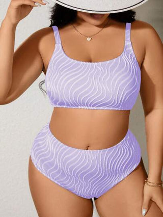 SHEIN Swim Curve حمالة بكيني طباعة بسيطة مقاس كبير للنساء، الشاطئ الصيفي