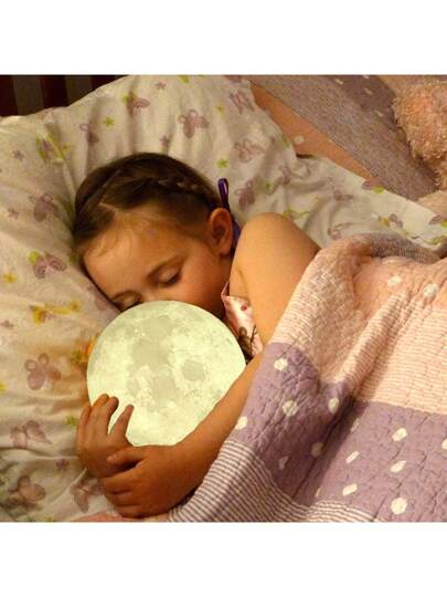 1 قطعة مصباح القمر، إضاءة ليلية قمرية ثلاثية الأبعاد مع قاعدة خشبية، إضاءة ليلية دافئة ناعمة للمنزل ومكتب الديكور وغرفة الأطفال، مناسبة كهدية للأطفال وحفلات استحمام الأطفال والديكورات العائلية