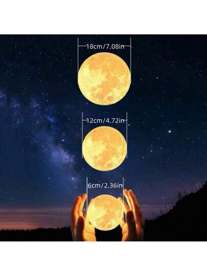 1 قطعة مصباح القمر، إضاءة ليلية قمرية ثلاثية الأبعاد مع قاعدة خشبية، إضاءة ليلية دافئة ناعمة للمنزل ومكتب الديكور وغرفة الأطفال، مناسبة كهدية للأطفال وحفلات استحمام الأطفال والديكورات العائلية