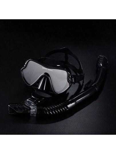 مجموعة تنفس كاملة الجفاف للكبار مع مجال رؤية واسع، اللون الأسود