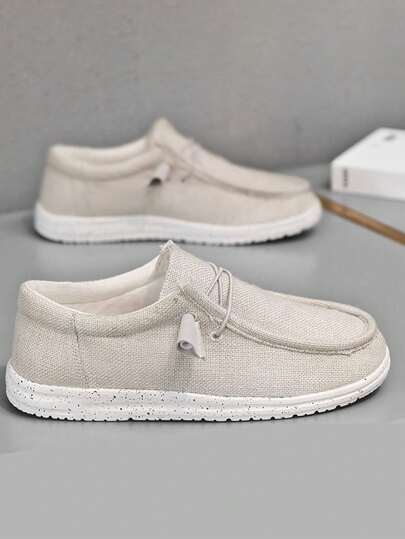 أحذية رياضية كاجوال للرجال، موديل كاحذية لفيف للخروج والعمل، تنفس وخفيفة الوزن من قماش للربيع والخريف