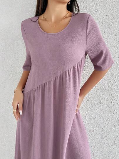 Mulvari فستان طويل نسائي بلون سادة واسع ومريح للصيف