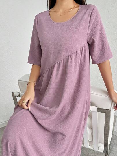 Mulvari فستان طويل نسائي بلون سادة واسع ومريح للصيف