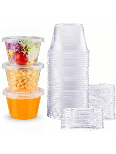 25/50 مجموعة -4 أونصة أكواب بلاستيكية صغيرة مع أغطية 118 مل للوجبات ، التحكم في الحصص ، صلصة السلطة ، جيلو وحقن الطب ، أوعية بلاستيكية صغيرة مع أغطية ، لوازم مدرسية ، عودة إلى المدرسة ، حزب عيد الميلاد ، ديكور عيد الميلاد ، هدايا عيد الميلاد والديكور