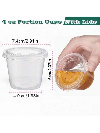 25/50 مجموعة -4 أونصة أكواب بلاستيكية صغيرة مع أغطية 118 مل للوجبات ، التحكم في الحصص ، صلصة السلطة ، جيلو وحقن الطب ، أوعية بلاستيكية صغيرة مع أغطية ، لوازم مدرسية ، عودة إلى المدرسة ، حزب عيد الميلاد ، ديكور عيد الميلاد ، هدايا عيد الميلاد والديكور