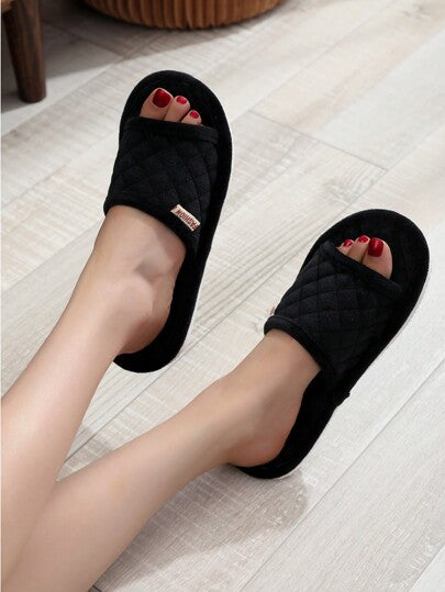 نعل بيتي مفتوح للنساء لربيع / صيف، نعل أسود مريح وخفيف الوزن من الكشمير الفاخر بسيط وعصري للداخل، نعل للأزواج مريح وخفيف الوزن على مدار الأربعة فصول