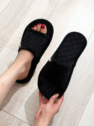 نعل بيتي مفتوح للنساء لربيع / صيف، نعل أسود مريح وخفيف الوزن من الكشمير الفاخر بسيط وعصري للداخل، نعل للأزواج مريح وخفيف الوزن على مدار الأربعة فصول