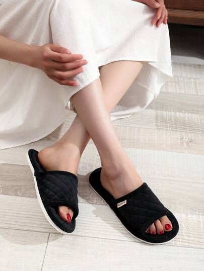 نعل بيتي مفتوح للنساء لربيع / صيف، نعل أسود مريح وخفيف الوزن من الكشمير الفاخر بسيط وعصري للداخل، نعل للأزواج مريح وخفيف الوزن على مدار الأربعة فصول
