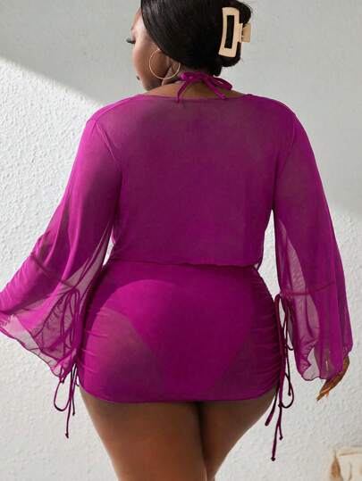 SHEIN Slayr CURVE بدلة سباحة مقسمة إلى 4 قطع للمقاسات الكبيرة, بدلة سباحة صيفية للشاطئ