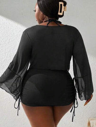 SHEIN Slayr CURVE ملابس سباحة مقسمة حجم كبير 4 قطع، ملابس سباحة شاطئ صيفية