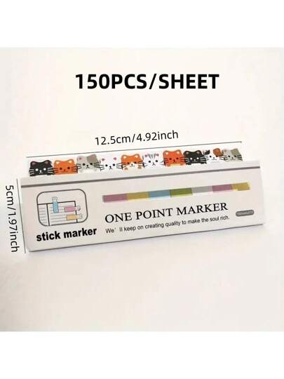 عدد 1/2/6/10 ورقة (150 ورقة/ورقة) ملصقات لاصقة صغيرة ذات موضوع قطة كرتونية سوداء لطيفة - مثالية للطلاب والمكاتب والقرطاسية المدرسية