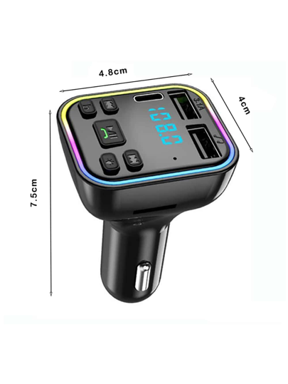 simr قطعة واحدة من مشغل سيارة BT Mp3 اللاسلكي المحول اللاسلكي FM USB C النوع C مزدوج USB شاحن سيارة مجهز بملحقات السيارة، مشغل MP3 FM موديولاتور