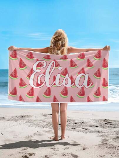 قطعة واحدة من منشفة الشاطئ المخصصة، منشفة الشاطئ المخصصة باسم، البرتقال والفراولة وبطيخ ، مقاس 70*140 سم ، 80*130 سم، مثالية للسفر والاستخدام في الشاطئ والسباحة والجيم واليوغا، اكسسوارات الشاطئ، مثالية للرجال والنساء، هدية عيد ميلاد أو ذكرى أو لعيد...